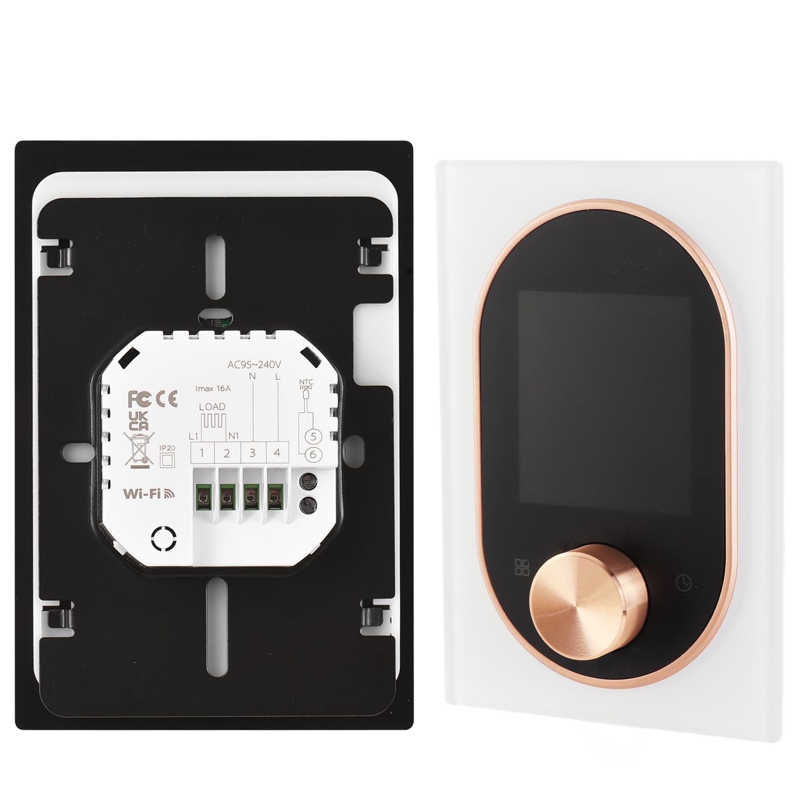 Dioche Inteligentny Termostat Termostat do Domowego Bojlera Wodno-gazowego i Ogrzewania Elektrycznego z Ekranem Dotykowym VA, obsługą Wi-Fi, Programowaniem Tygodniowym 5+1+1, konstrukcją przyjazną