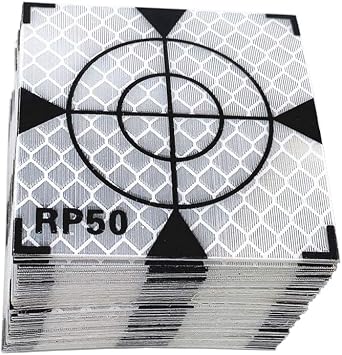 New 100PCS Paste Up 50x50mm Reflector Sheet Tape Target Compatible for Nikon Topcon Sokkia Trimble Leica Surveying