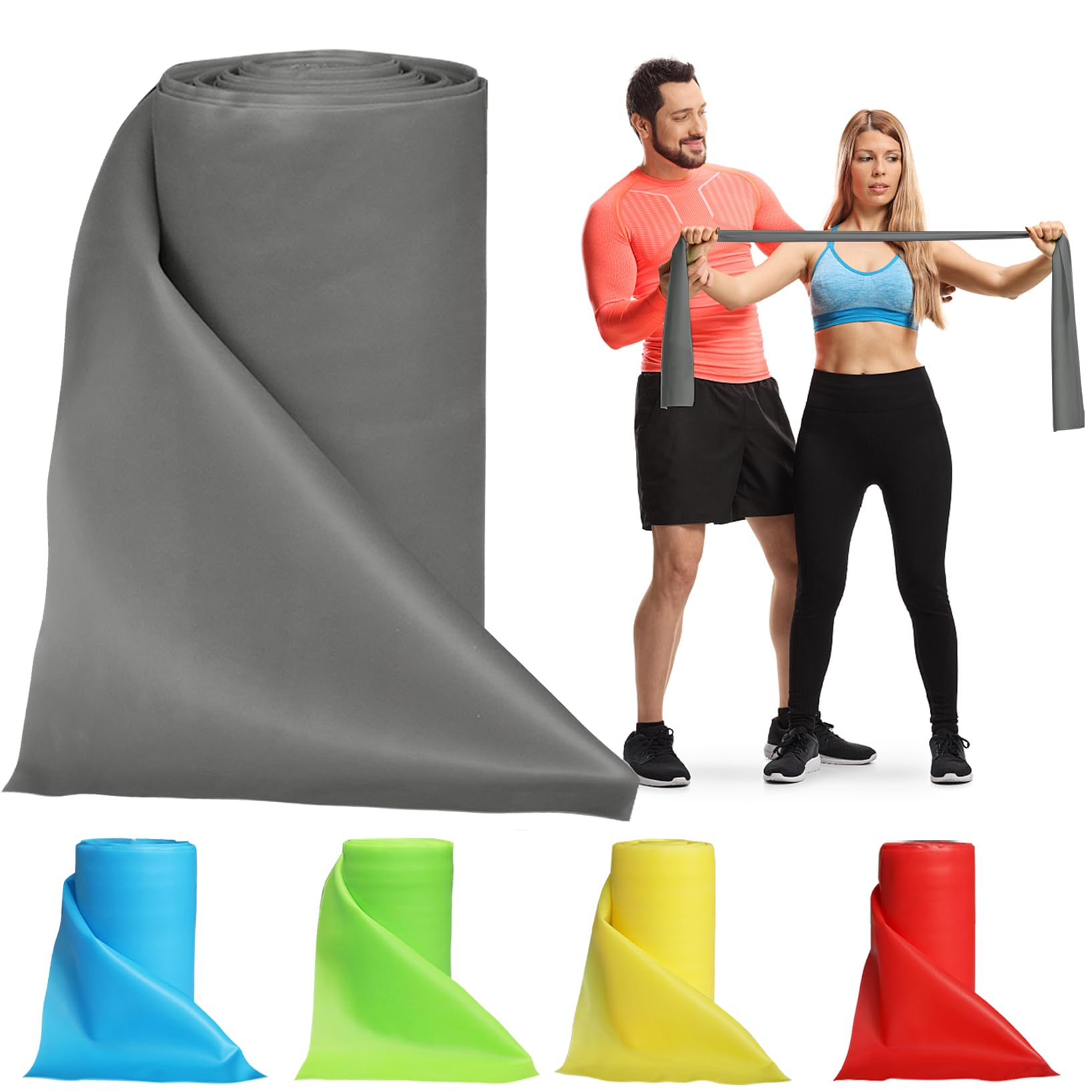 Resistance Bands Professional Bulk Roll, Elastic Band, Latex-Free, Stretch Bands for Working Out Women or Men, Exercise Bands for Physical Therapy, Yoga, Pilates, Rehab,Fitness (Gray - X-Heavy)