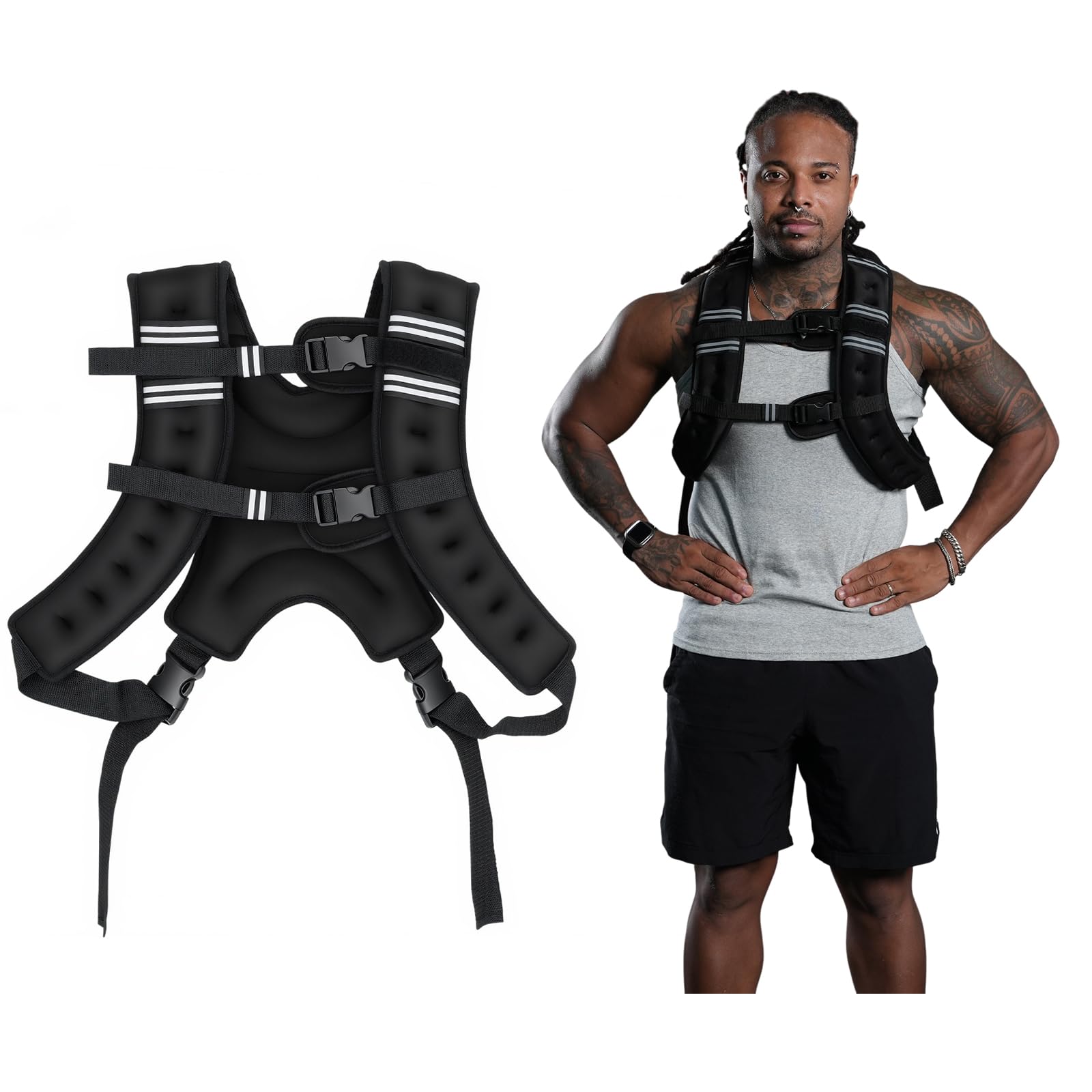 Weighted Vest, 8lb/12lb/16lb Weight Vest for Women & Men, Weight Vest with Reflective Stripe for Walking, Running, Strength Training & Workout(8lb)
