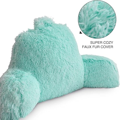 Miniatura 4 de Btargot Almohada de lectura para cama con cuña grande para adultos, respaldo para adultos con brazos  Soporte de espalda para sentarse Aqua