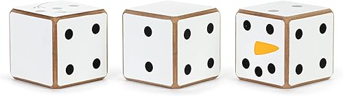 Miniatura 2 de DEMDACO Juego de dados navideños de madera de 2 x 2 pulgadas para contar muñeco de nieve en blanco y negro, juego de 3