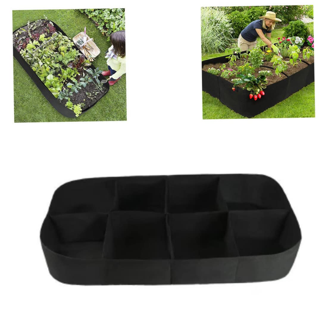 Bolsas de Cultivo de Plantas, lechos de Cultivo de Tela, Bolsas rectangulares, macetas de Tomate y Patatas Transpirables para Plantas Vegetales al Aire Libre y Flores (Negro).