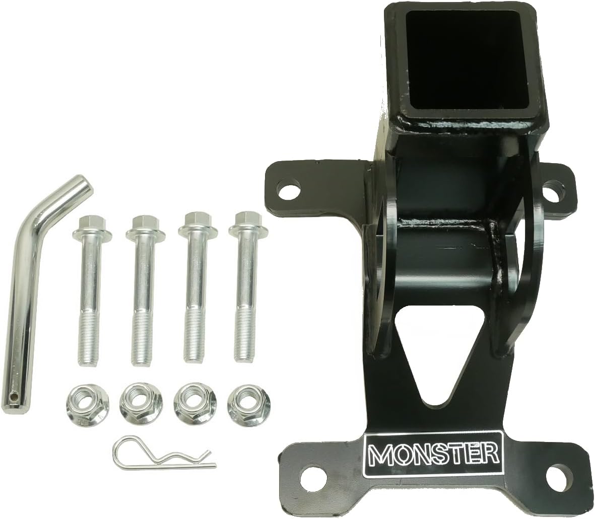 Monster Performance Rear Hitch Receiver for Polaris RZR PRO XP XP4 2020-2024 2" Black Welded Steel Corrosion Resistant Standard Opening Long-Life Design