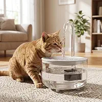 Fonte de Água Automática para Gatos e Cães 1.4L, Bebedouro Elétrico Transparente Tipo Torneira, Silencioso com Sistema de Filtragem e Circulação