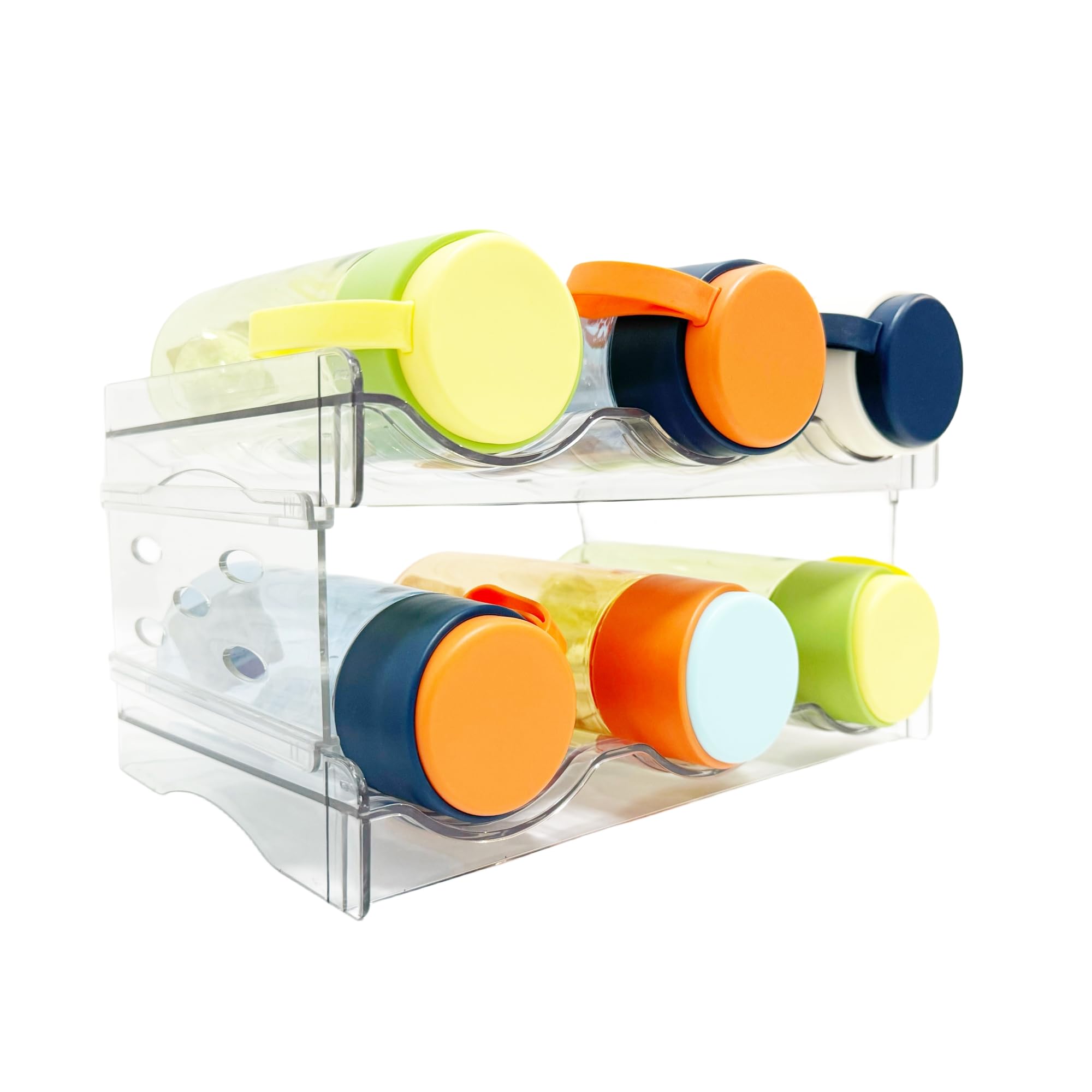 Acrylic Organizer - Stackable Freestanding Wine Rack, Water Bottle Organizer & Drink Holder for Kitchen, Cabinet, Fridge | Space-Saving Design for Bottles, Cups, Beverages (8.1"x11.2"x5.3")
