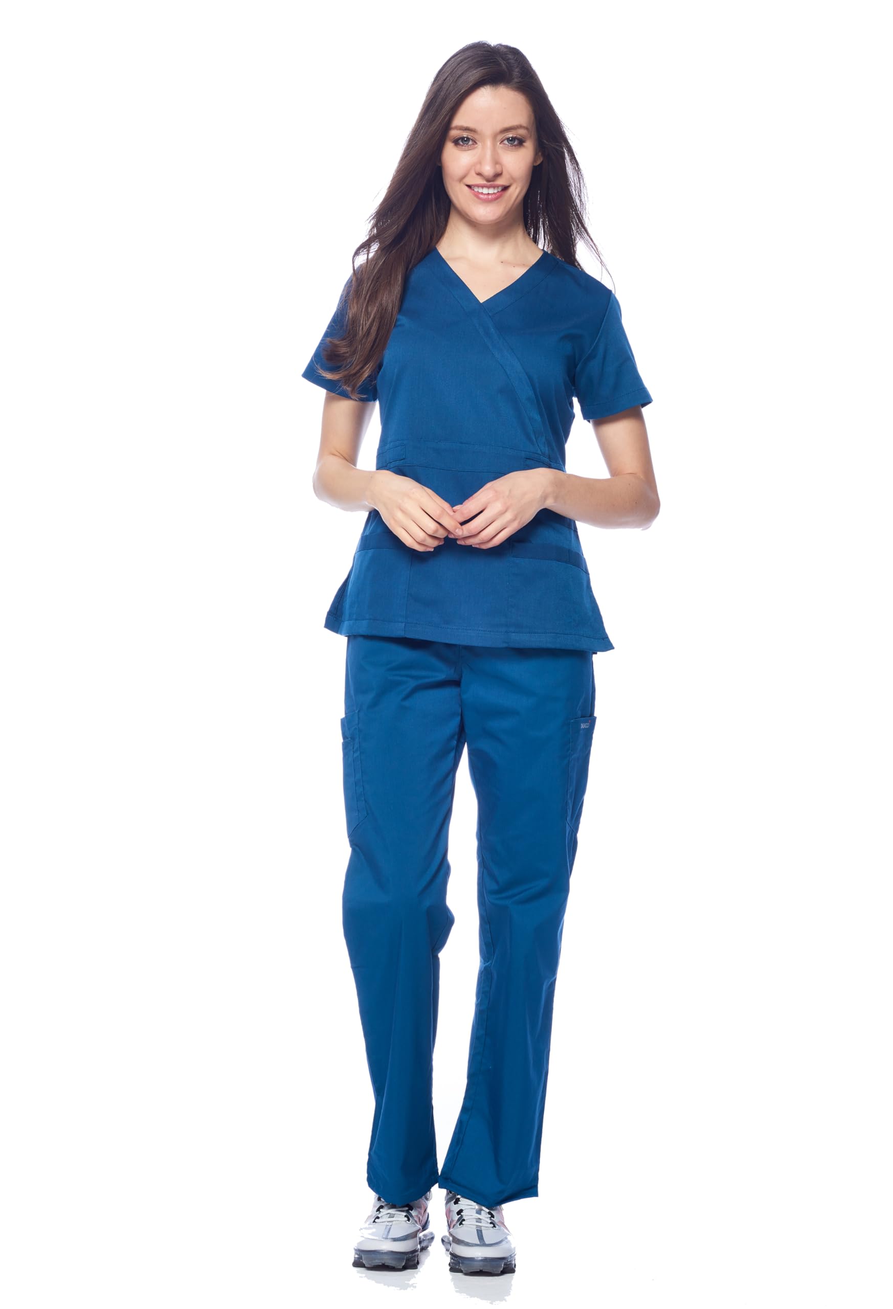 Dagacci Medical Uniform Women's Caribbean Dagacci Soft Stretch Y Neck Scrub Set With Pants, Grande