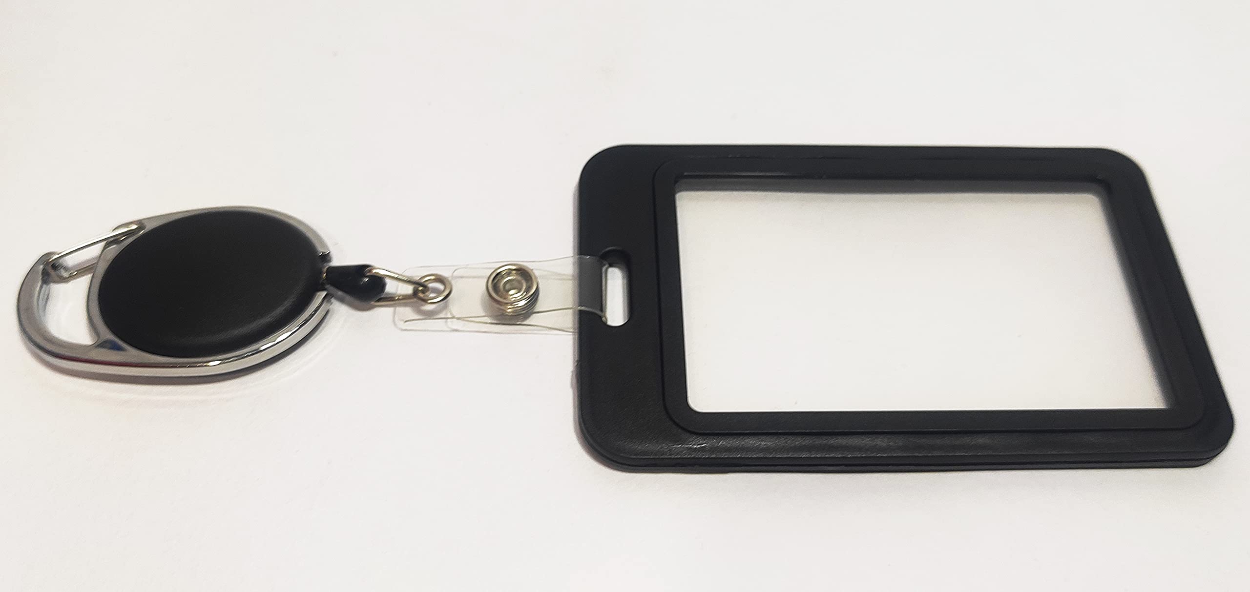 ANG Plastic ID Card Holder with Black Oval Key Chain for Office/School (Vertical) (Black, Pack of 3pcs.) 1