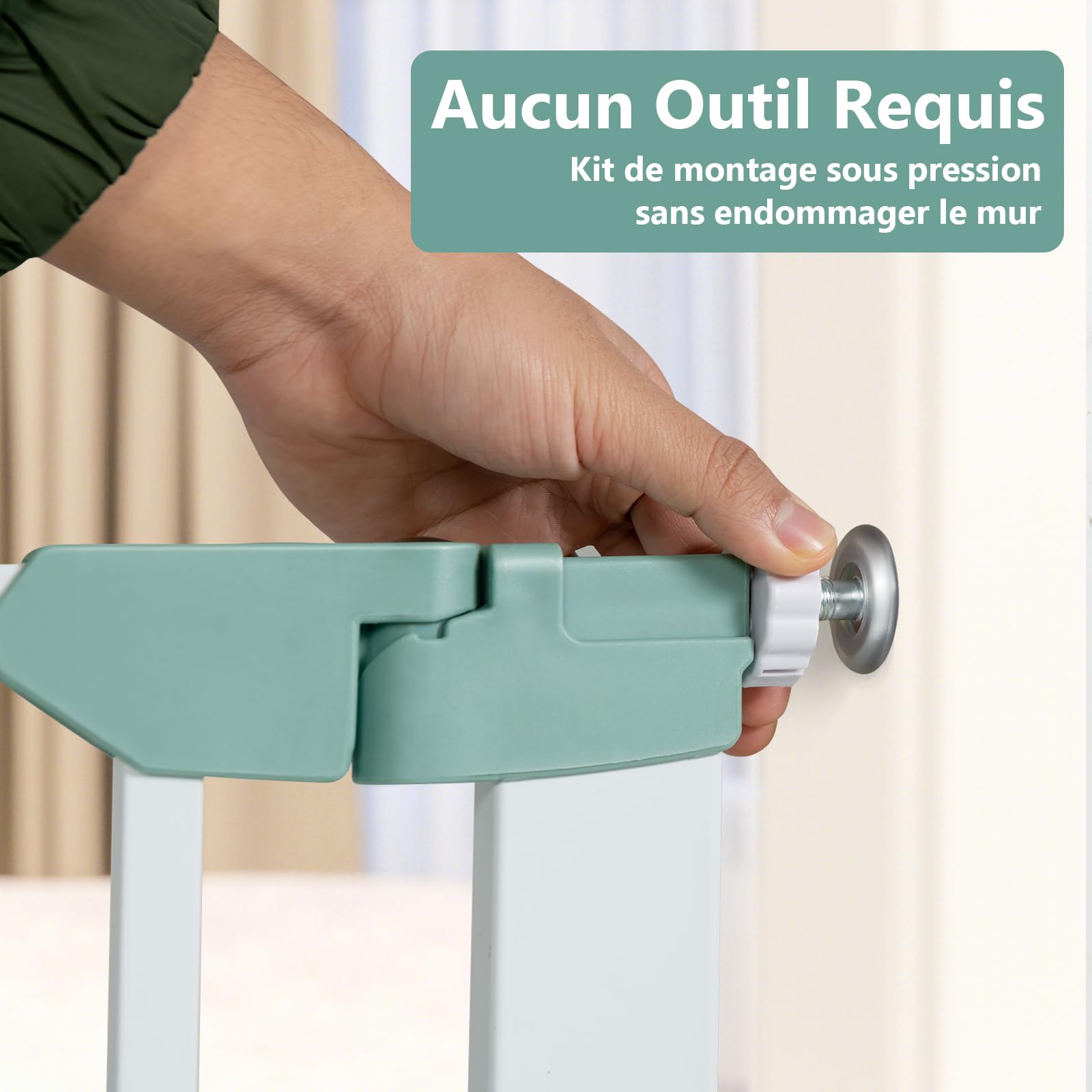 COSTWAY Barrière de Sécurité Bébé Extensible 80-132cm à Fermeture Automatique, Barrière d'Escalier à Fixation par Pression, sans Percage, Ouverture à Une Main, Idéal pour Chiens ou Bébé de 0-3 Ans