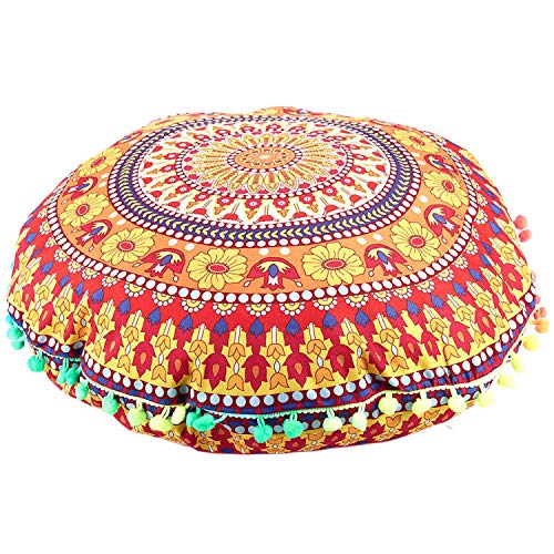 Pasuihcay Indian Mandala Floor Round Cushion Cushions Cover Case 13