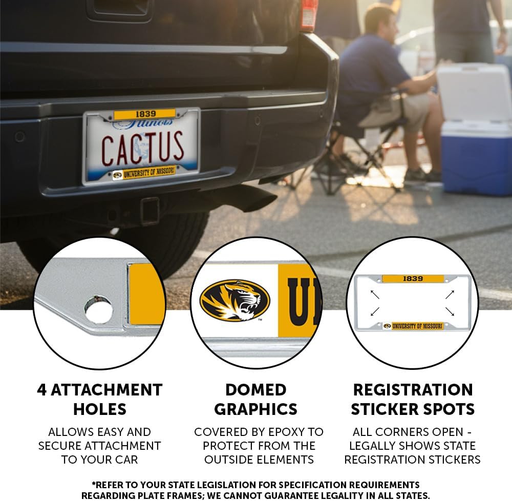Desert Cactus University of Missouri License Plate Frame Car Tag Holder for Front or Back of Car Tigers MU Mizzou Officially Licensed Metal (Founding Year)
