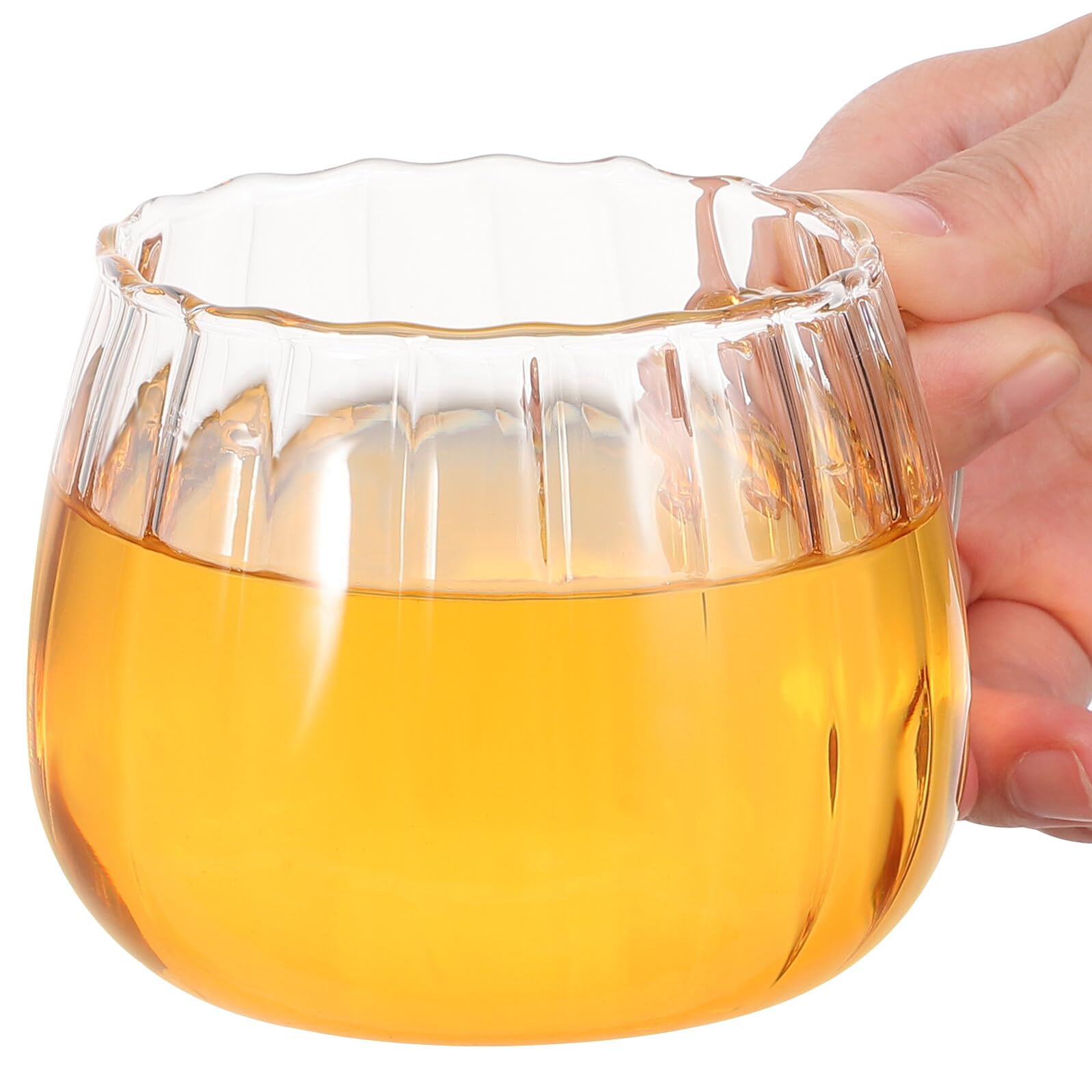IMIKEYA Set 2 Pezzi Tazze da Caffè Trasparenti in Vetro 400ml con Manico Bordi Lisci Design Raffinato per Colazione e Bevande Calde