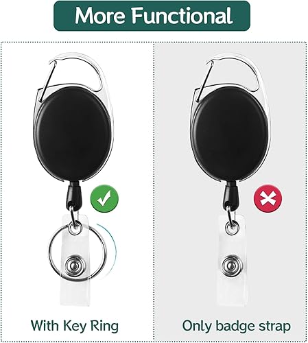 Miniatura 7 de Simetufy 50 carretes retráctiles para insignias, soporte resistente para tarjetas de identificación, clip retráctil a granel, soporte para llaves