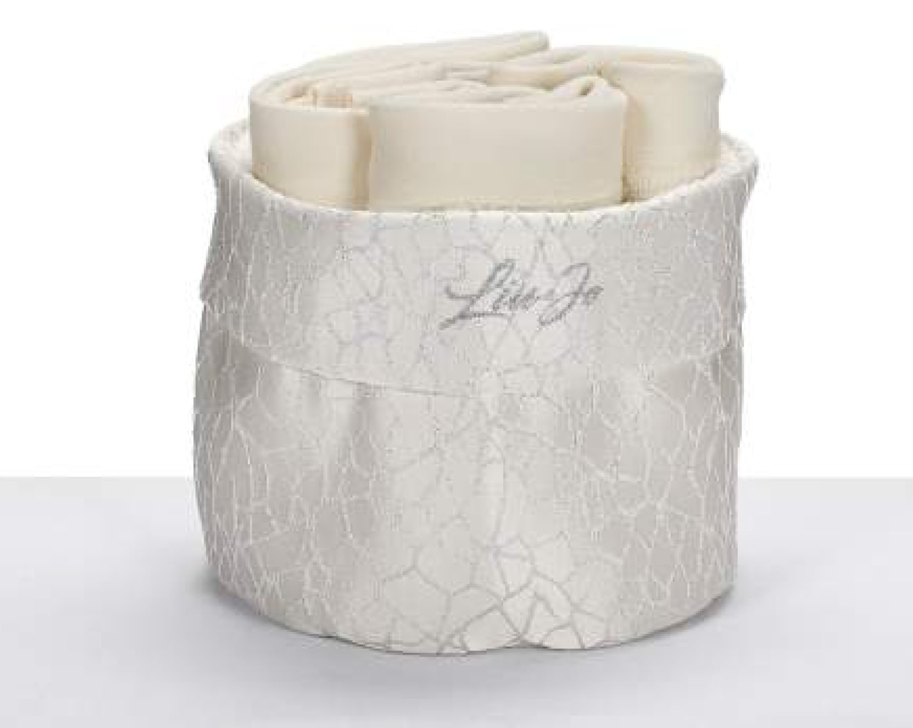 Russo Tessuti Confezione da Bagno Cestino + 4 Lavette Ospiti in Spugna Idea Regalo LIUJO Lurex-Argento
