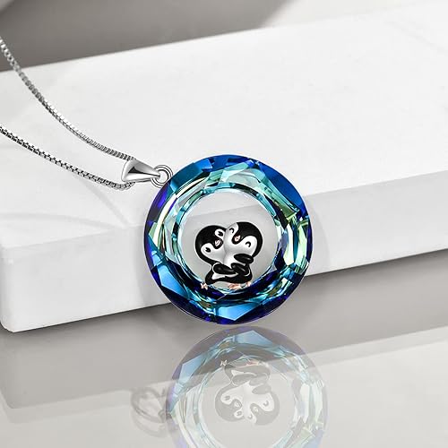 Miniatura 5 de POPKIMI Collar de pingüino de plata de ley, joyería de pingüino de cristal de pingüino, regalos para amantes de los pingüinos,