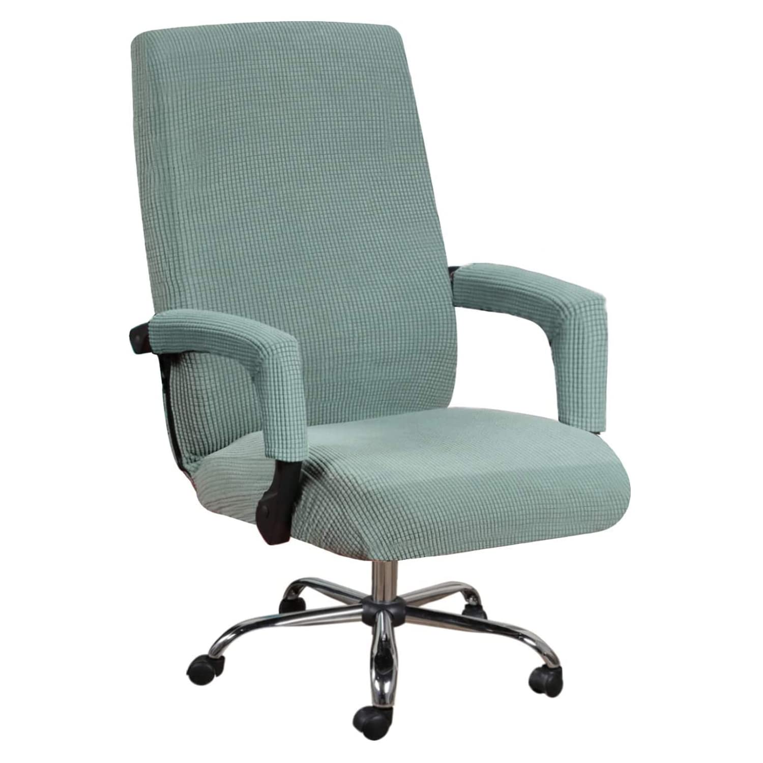 KAYBTNT Fundas Sillas Oficina Universal, Fundas para Sillas de Ordenador Ajustables, Funda Asiento Silla Oficina con Funda Reposabrazos, Funda para Silla de Escritorio, Lavable,Verde,Xlarge