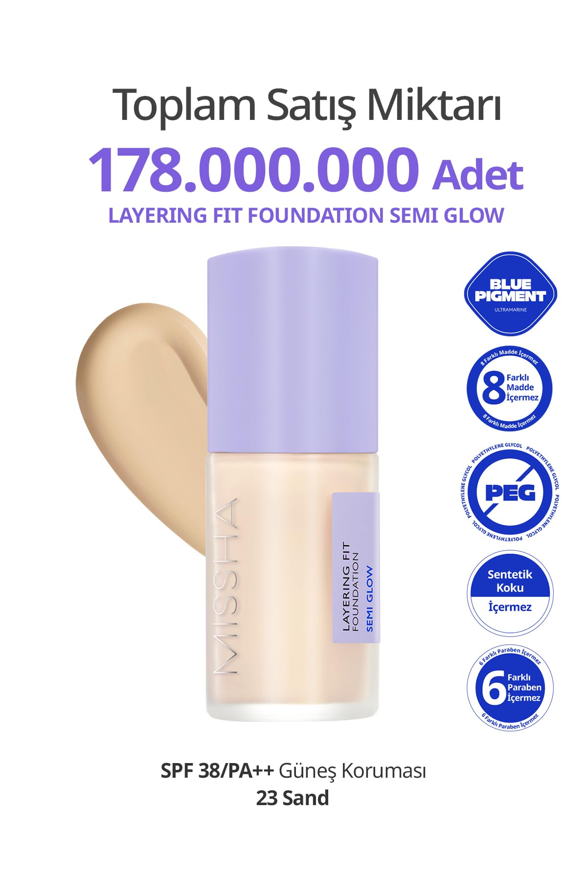 MISSHA Yarı Parlak Bitişli Nemlendirici Fondöten Layering Fit Foundation Semi Glow (NO.23 SAND)