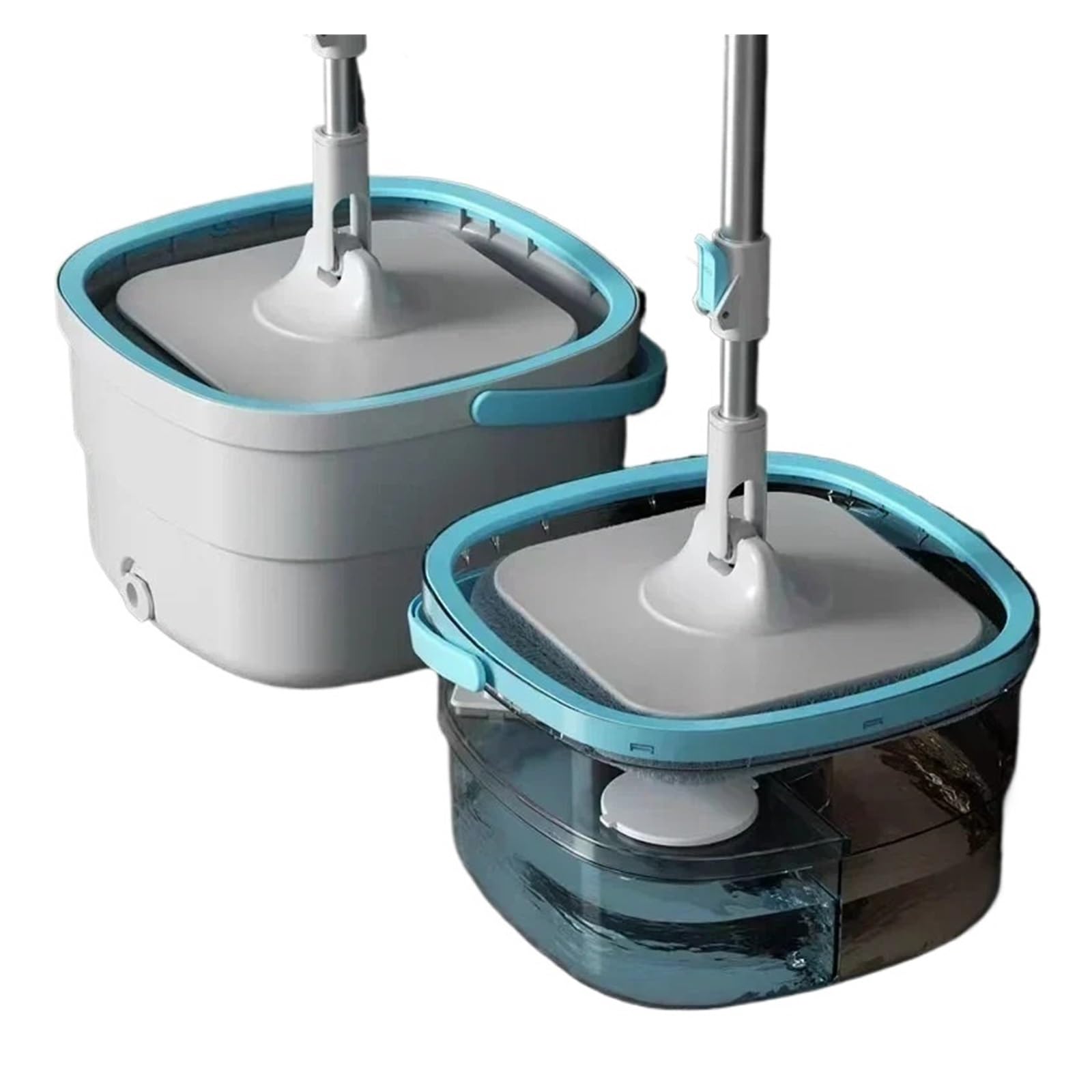 Microfibra Lazy Sin lavado de manos Compatible con piso flotante 360 ​​Fregonas Herramientas de limpieza del hogar Fregona de separación de aguas residuales de agua limpia con cubo(Standard 2 wipe)