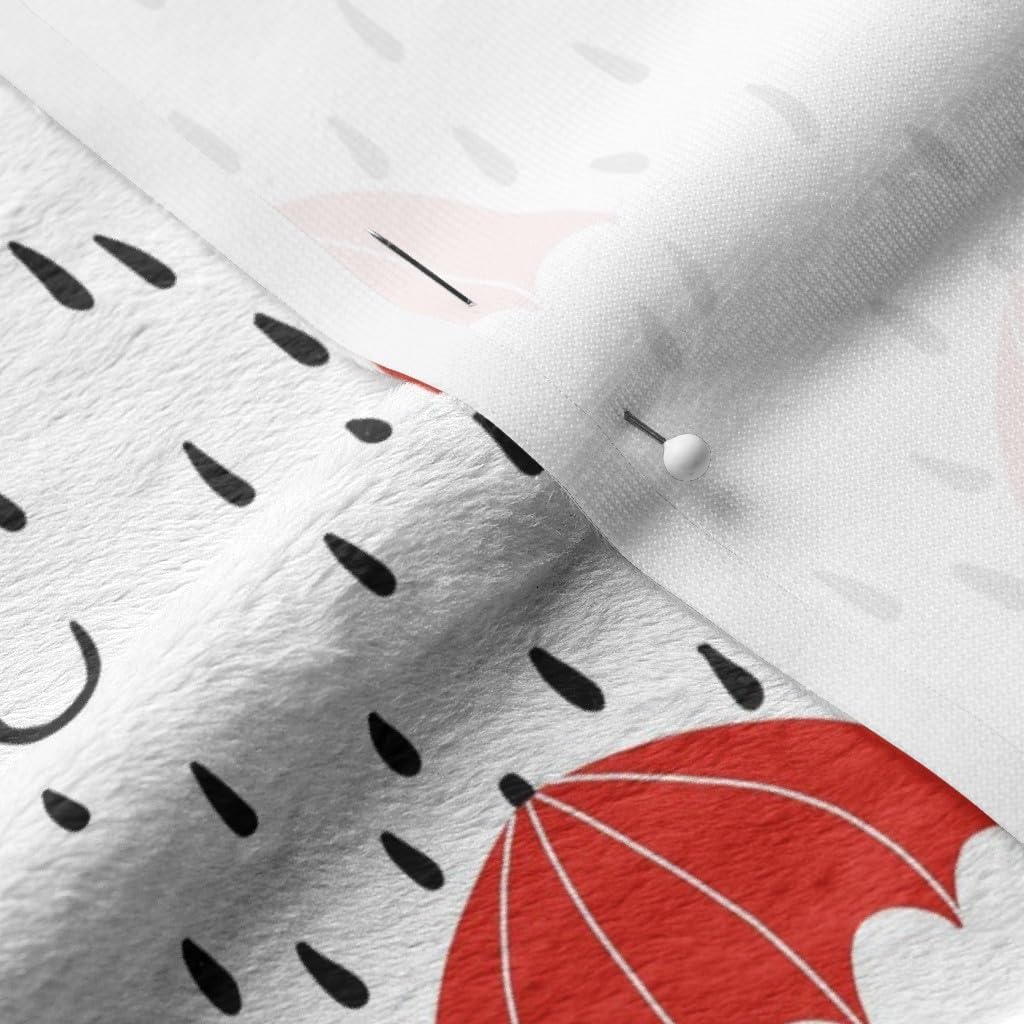 Spoonflower Fabric - Umbrella Umbrellas Red Rain Shower Cute Kids Spring Printed on Minky Fabric by The Yard - Sewing Baby Blankets Quilt Backing Plush