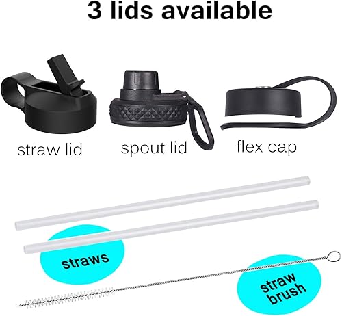 Miniatura 3 de Botella Sendestar de acero inoxidable, 2 o 3 tapas, 18 onzas, 24 onzas, 32 onzas, 40 onzas, 64 onzas, 87 onzas, doble pared aislada al vacío, a