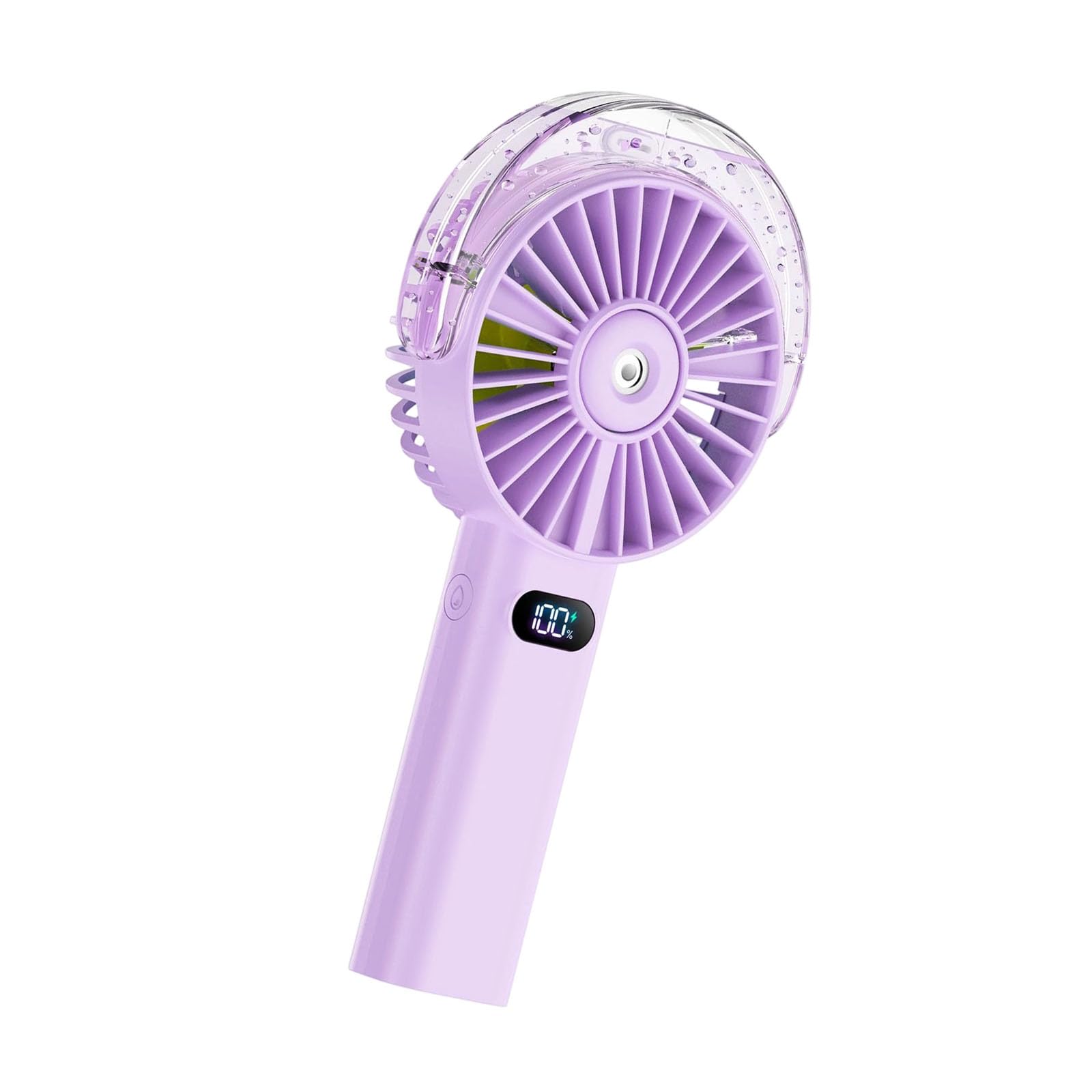 Uqezagpa Lavender Rechargeable Handheld Fan With Cooling Mist, 4000Mah Desk Fan With Digital Display For Work Travel Outdoors Daily Travel Work Desk Cooling Warm Weather Portable