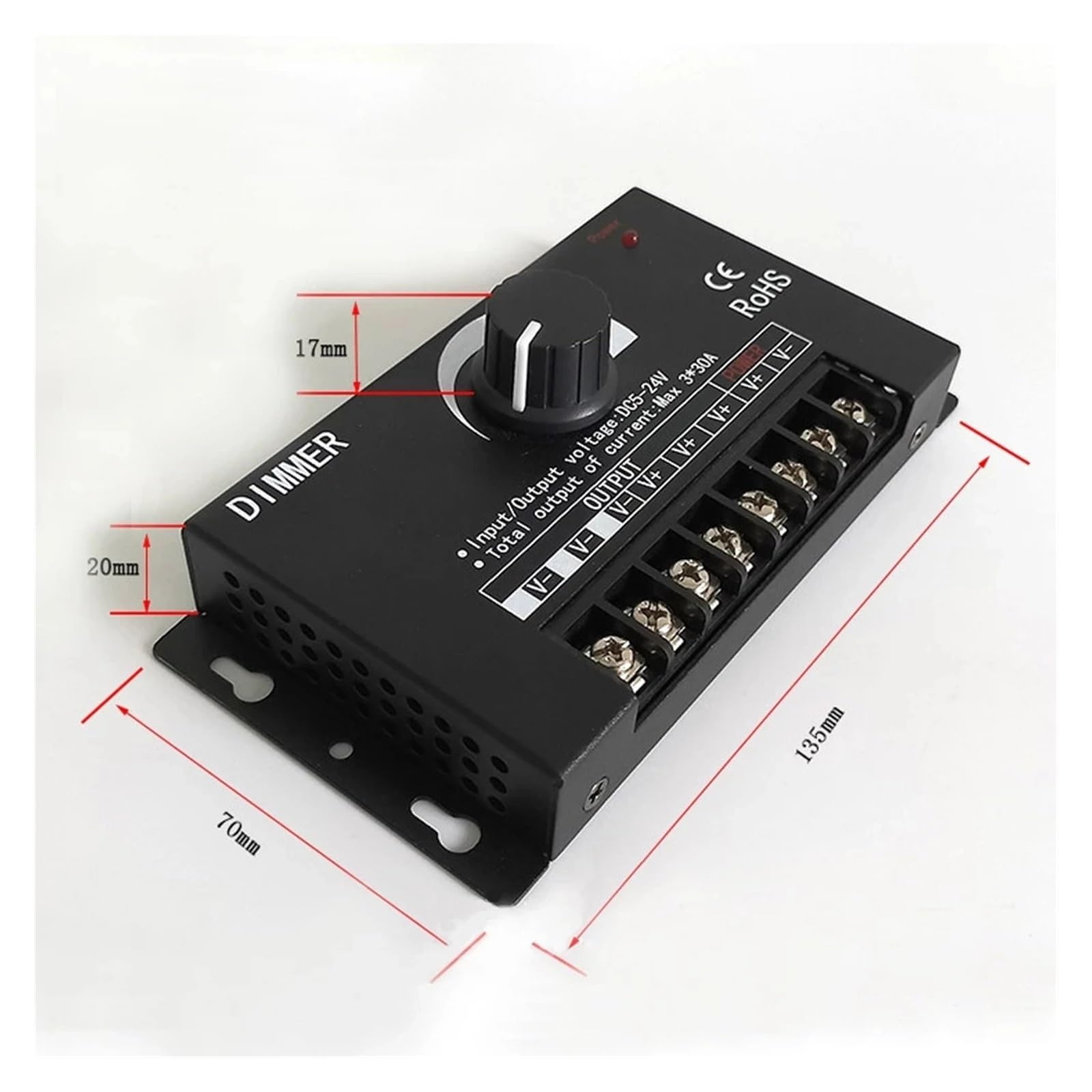 1 Stück / 1 Set RF LED Dimmer DC 5 V 12 V 24 V 30 A 90 A Fernbedienung Lichtleiste einzigartige Helligkeit (5 – 24 V, 3 x 30 A RF)