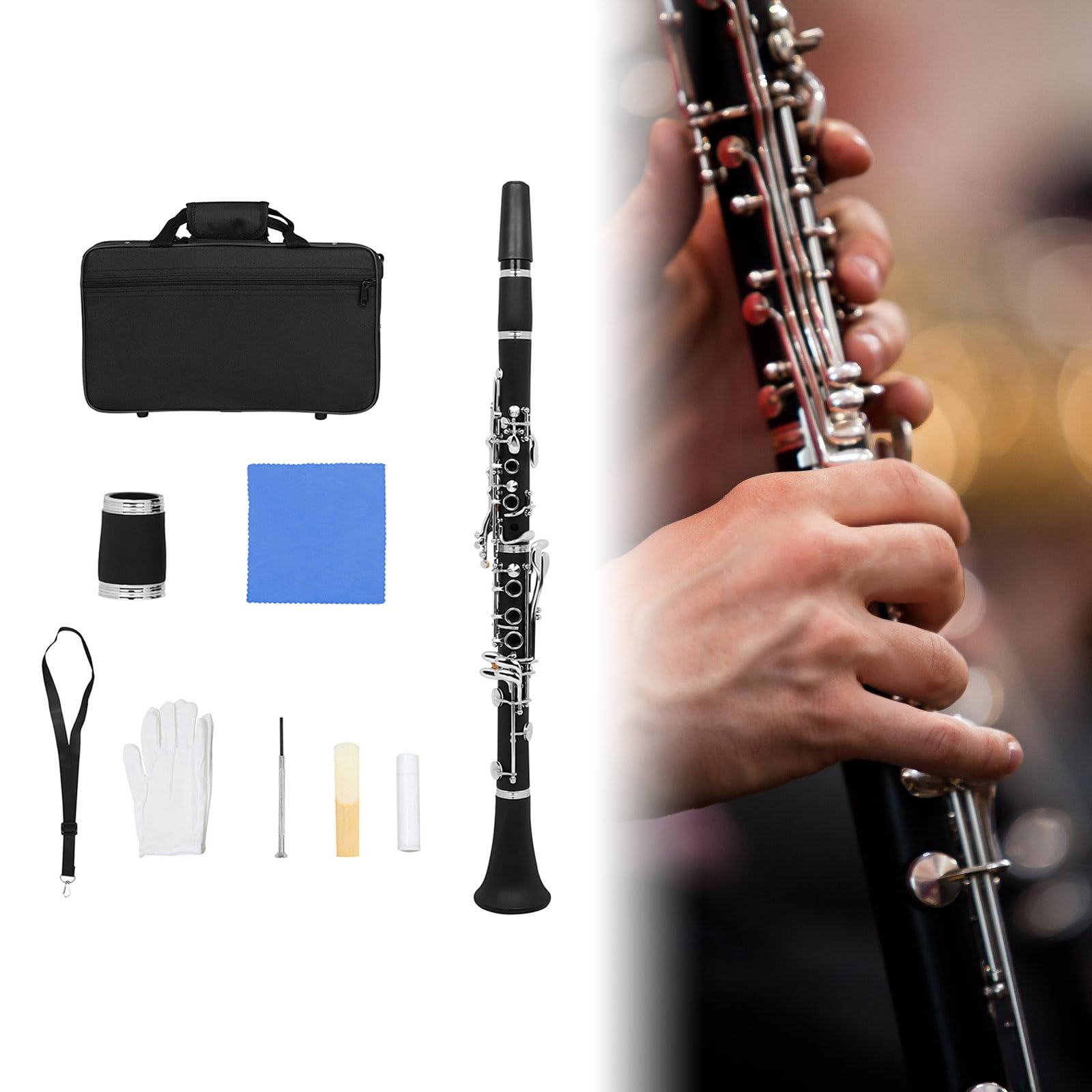 instrument dęty drewniany Zestaw klarnetów do instrumentów dętych drewnianych z 17 klawiszami i płaskim bakelitem
