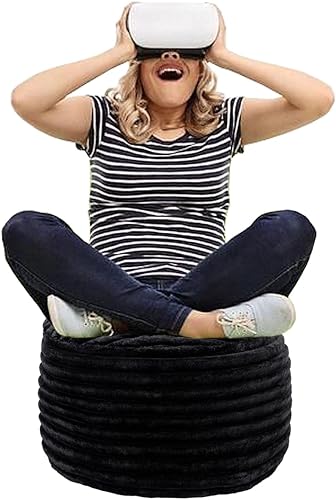 Miniatura 6 de Asuprui Puf otomano de relleno, puf de suelo, reposapiés redondo de 20 x 12 pulgadas, puf de piso, silla plegable de almacenamiento para sala de Puf