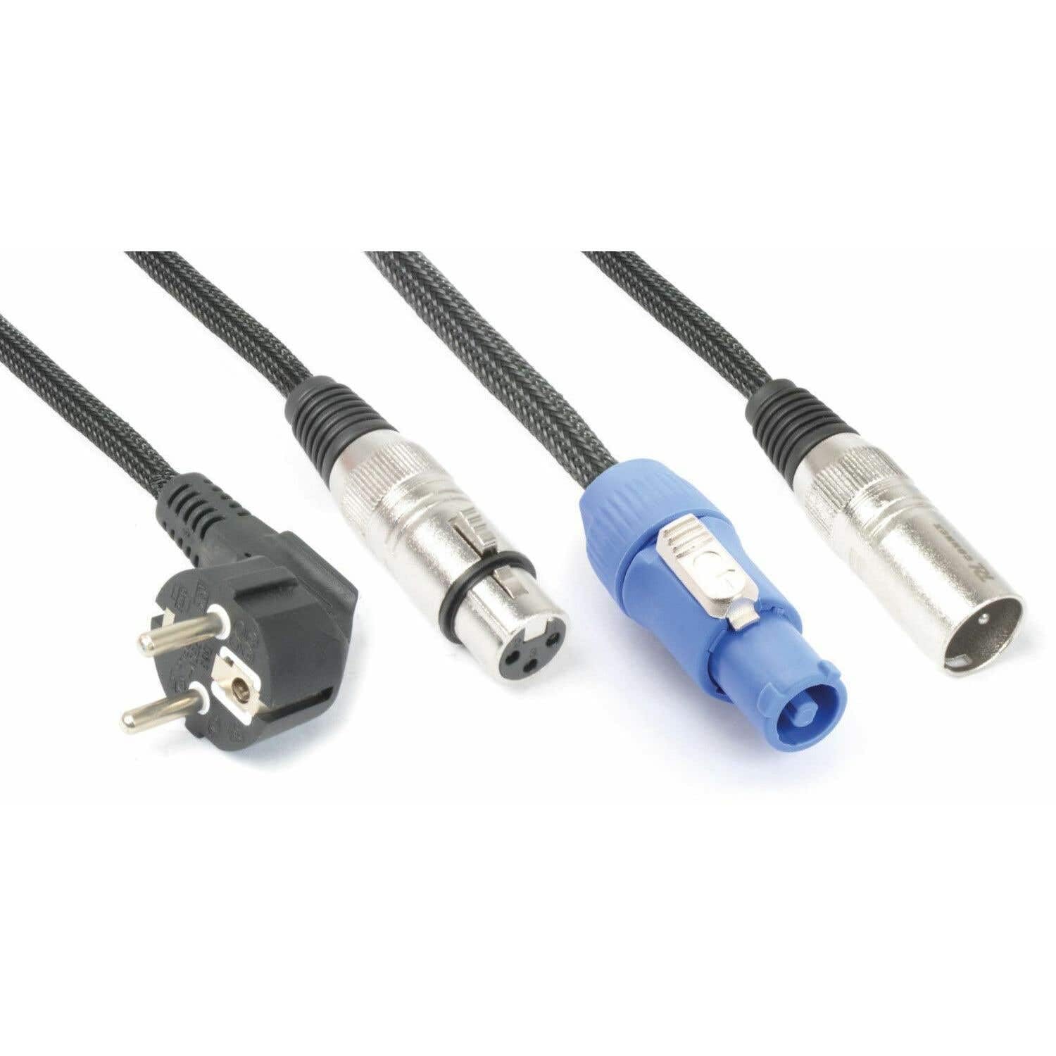 PD Connex Câble Audio Combiné Cordon Schuko - XLR F/Connecteur Power A - XLR M - 10m - Idéal pour Relier vos Enceintes de Sonorisation