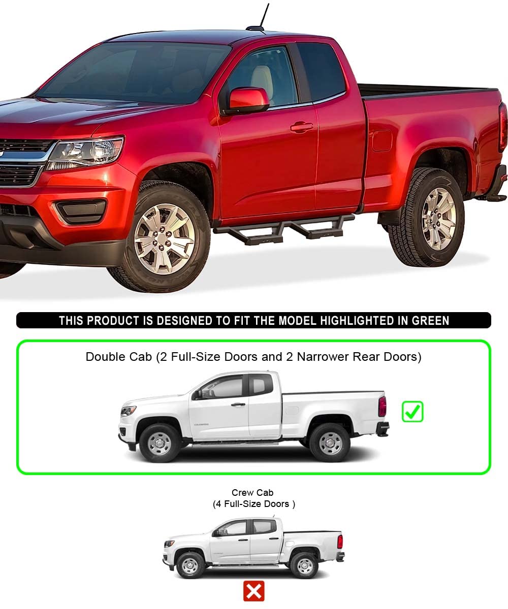 APS Drop Steps Running Boards Compatible with Chevy Colorado GMC Canyon 2015-2025 Extended Cab | 304 Stainless Steel Side Steps Nerf Bars | Anti-Slip | 500lbs Capacity | 5-Year Warranty