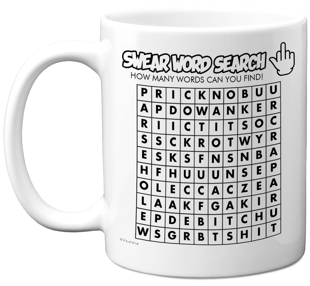 Stuff4 Novelty Rude Mug for Women Men - Swear Word Search - Funny Birthday Mugs Present Gifts for Friend Family Colleague, 11oz Ceramic Coffee Humour Joke Banter Cup