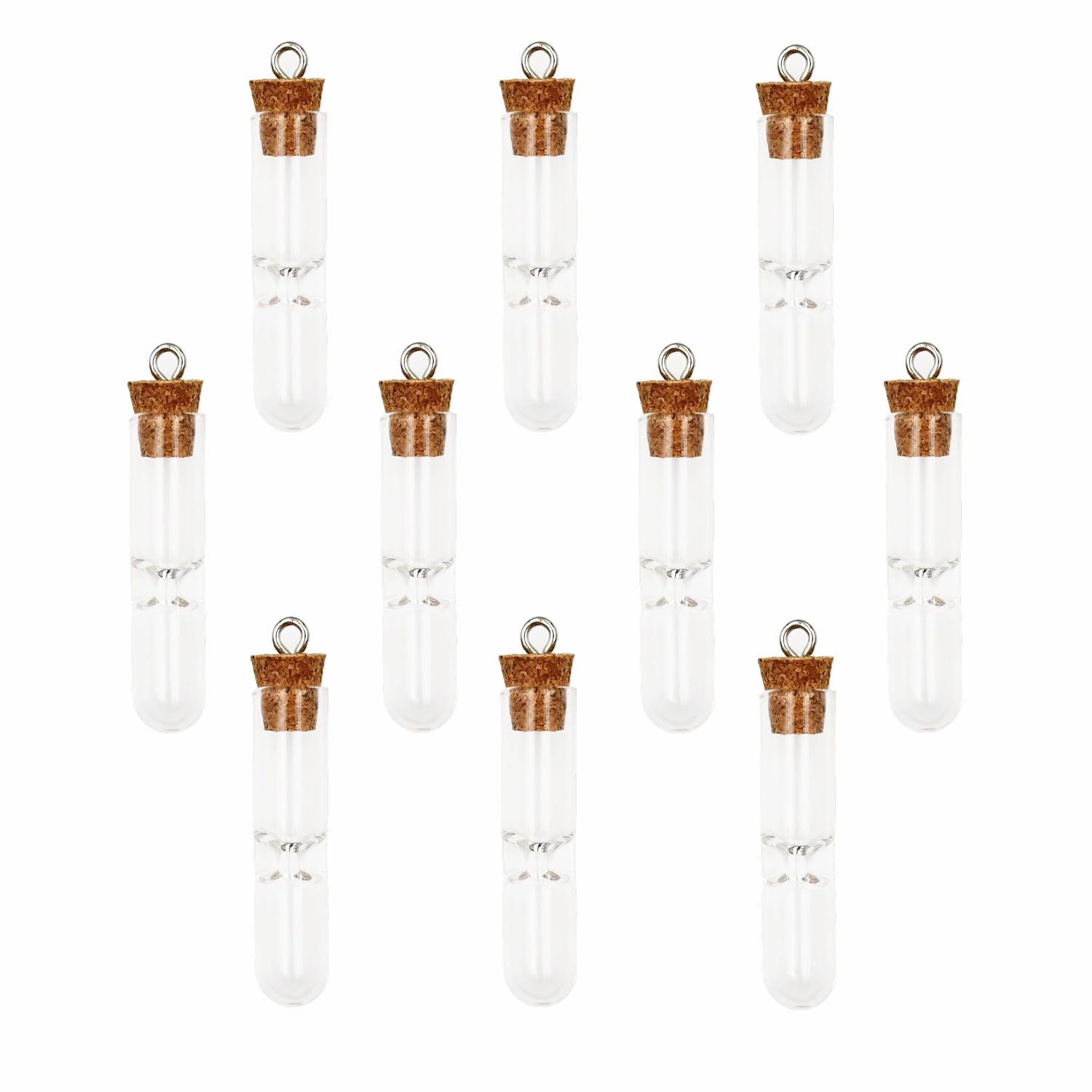 10pieces Cute Hourglass Small Glass Cork Bottle Mini Sandy Clock Glass Vial Pendant Jewelry Charms DIY (40x10mm)
