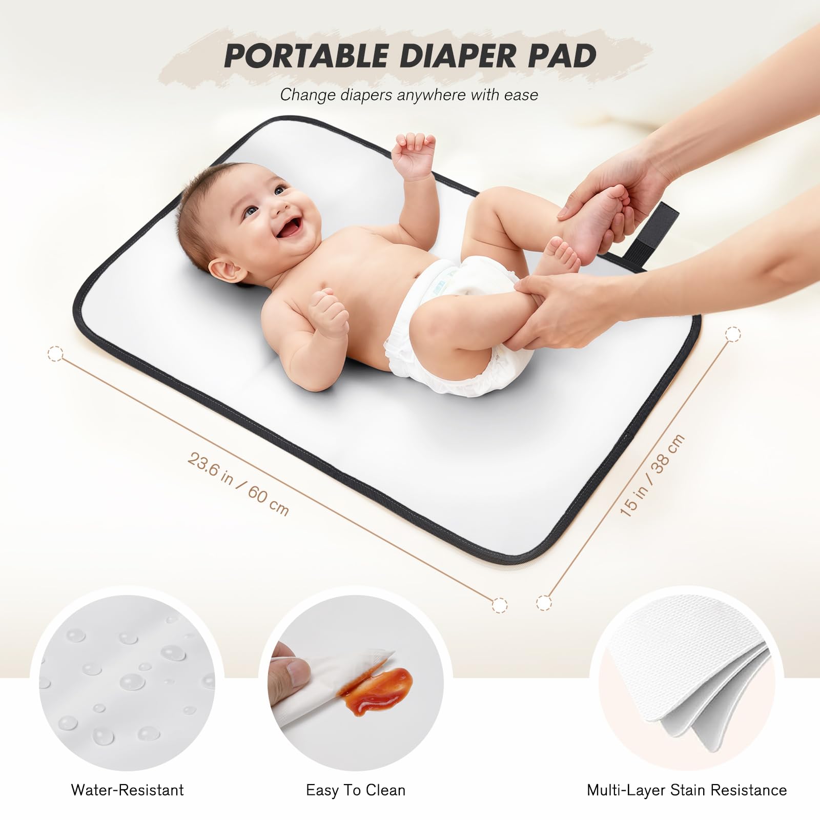 GOLF SUPAGS 25L Sac a Langer Bebe avec Matelas à Langer Portable et Sangles pour Poussette, Sac a Dos Isotherme, Sac à Dos à Langer Maternité, pour Maman ou Papa (Noir)