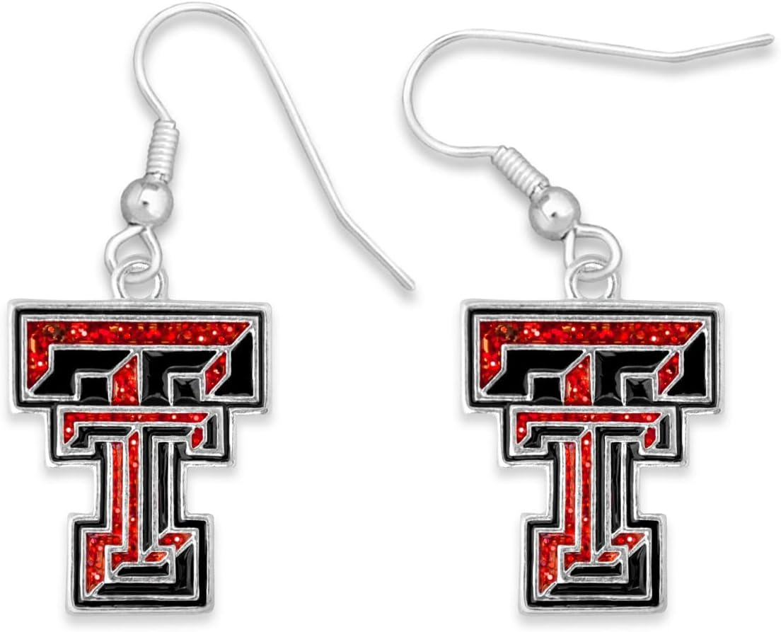From the Heart 43345 Texas Tech Glitter Logo Earrings, multicolor