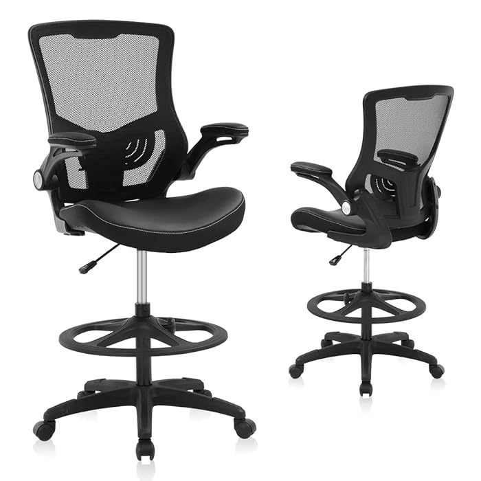 Buy HGS Drafting Chair Tall Office Chair Adjustable Standing Desk Chair with Flip Up Arms, Foot