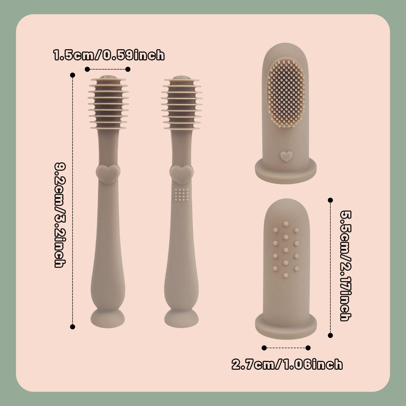 UILYNIU 4 Pezzi Silicone Spazzolino da Denti per Neonati, Spazzolino Bambini da Dito, Lingua Cleaning Neonato, Set Cura Dentale per Bambini