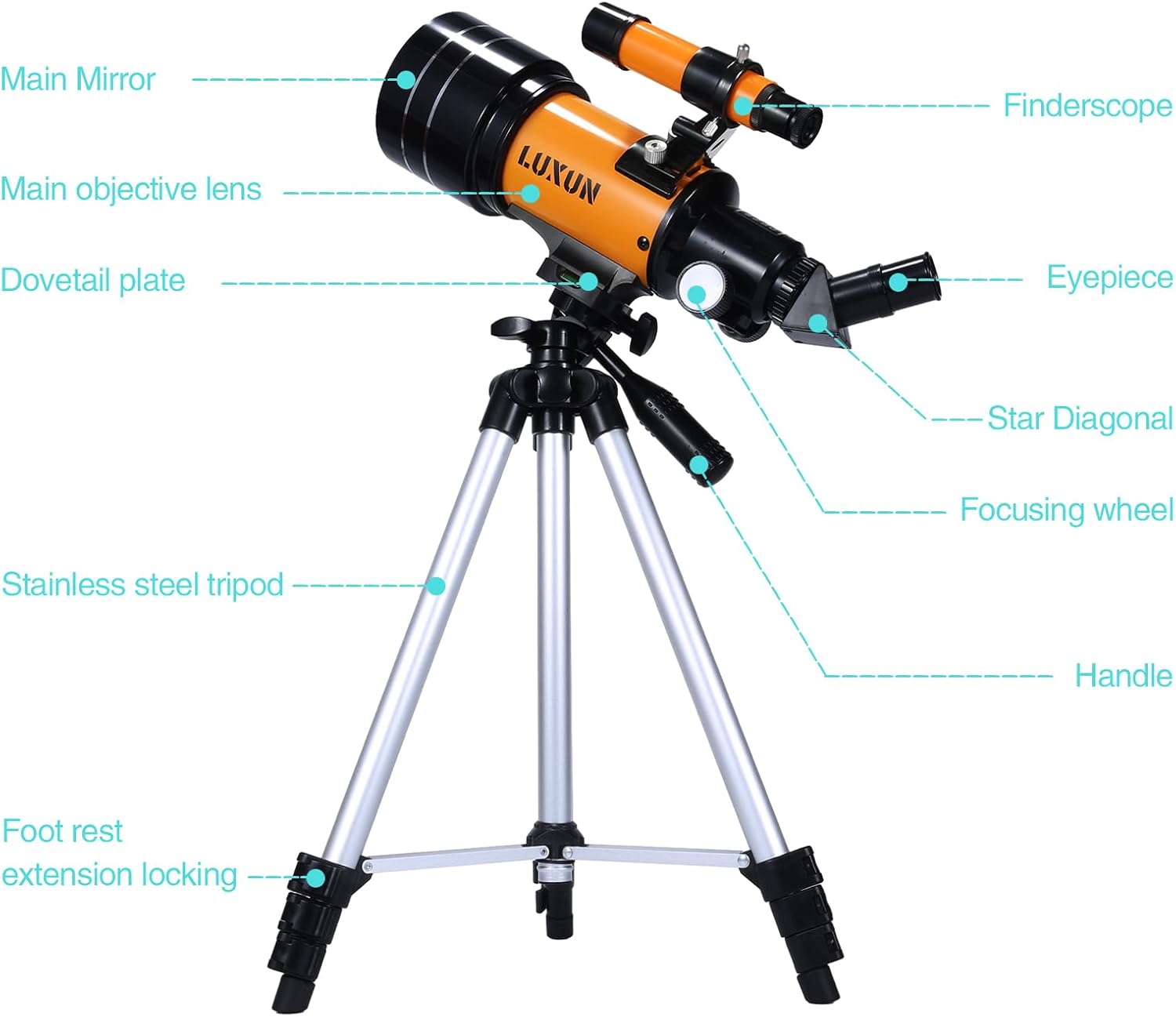 Telescope for Kids and Adults,70mm Astronomical Telescope Refracting with Multilayer Broadband Coating(15X-150X),Adjustable Tripod and Finderscope