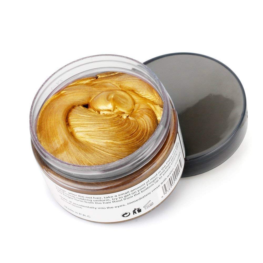Gold Hair Color Wax, Washable Instant Hair Dye Cream for DIY Hairstyles, Halloween Party (Upgraded)