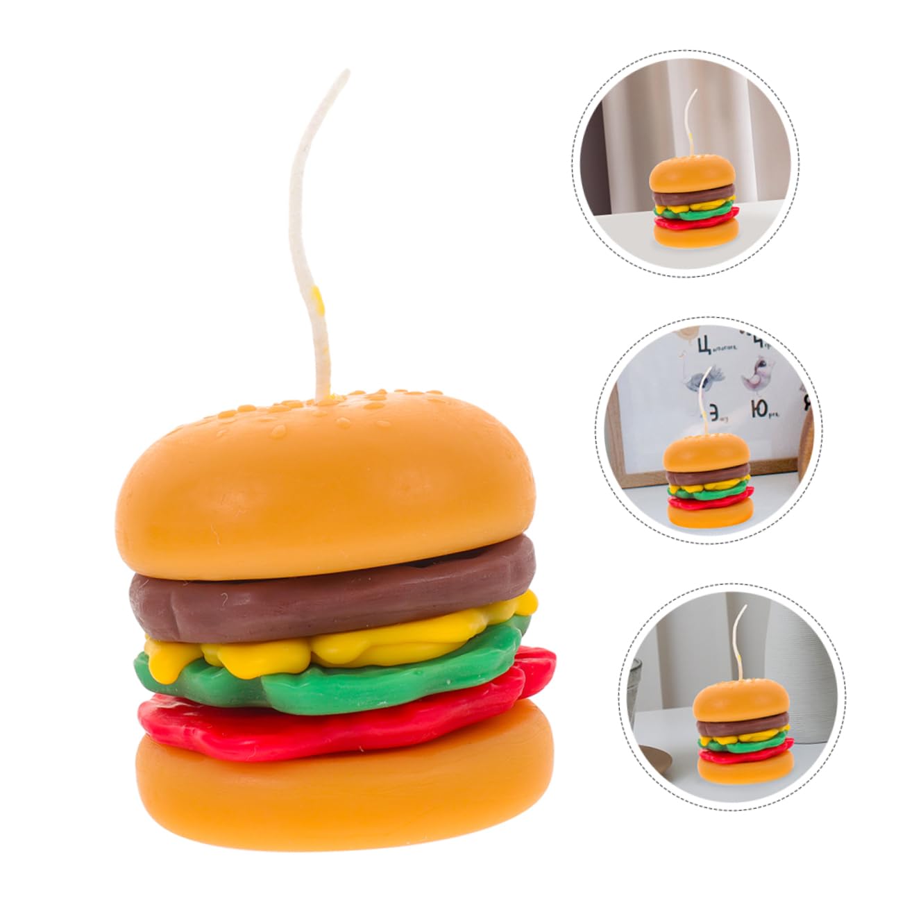 Kleiner Burger Duftkerze 2 Stück aus Wachs, Orange, Dekorativ