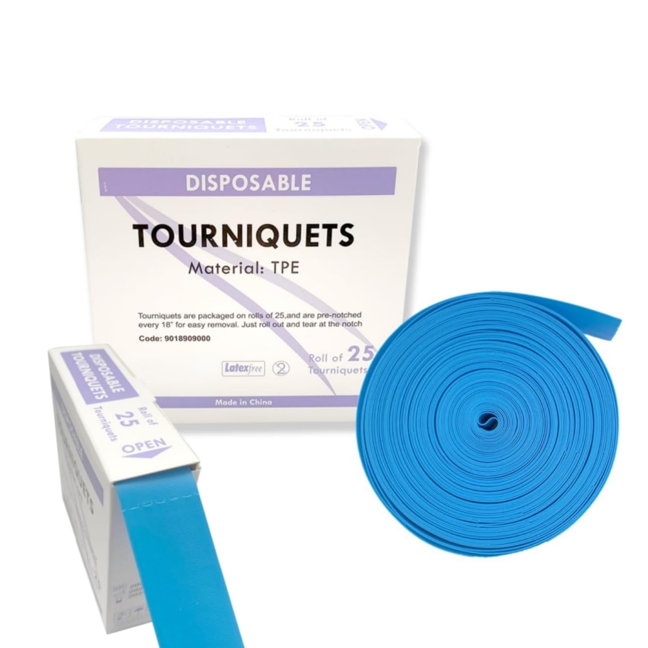 Disposable Tourniquets 18 Inch for Nurses Phlebotomists - 25 Pack TPE Medical Straps, Latex Free for Venepuncture Bleeding Control, First Aid Essentials for Emergency Home Outdoor Camping