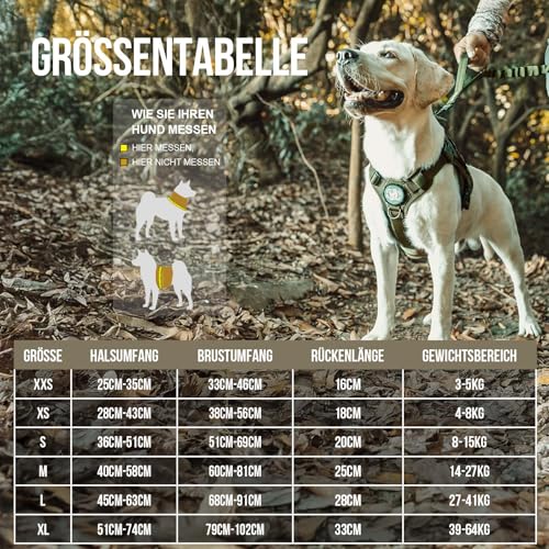OneTigris Hundegeschirr, FIRE WATCHER Taktische Geschirr Sicherheitsgeschirr Hunde Hundeweste mit 1 Griffe und 2 D-Ring 1000D Nylon (L, Grün)