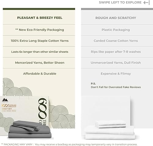 Miniatura 77 de Mayfair Linen - Juego de sábanas tamaño individual XL de 600 hilos, 100 % algodón, 3 piezas, refrescantes, en Yaxa, para colchón profundo