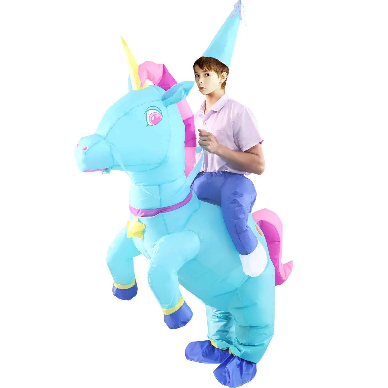 Photo 1 of HZGDEJTG Riding Unicorn Inflatable Suit Blue Kids Style, Best Decoration for Party, Gathering, Holiday Celebration, Halloween and other festivals…, 20230702
