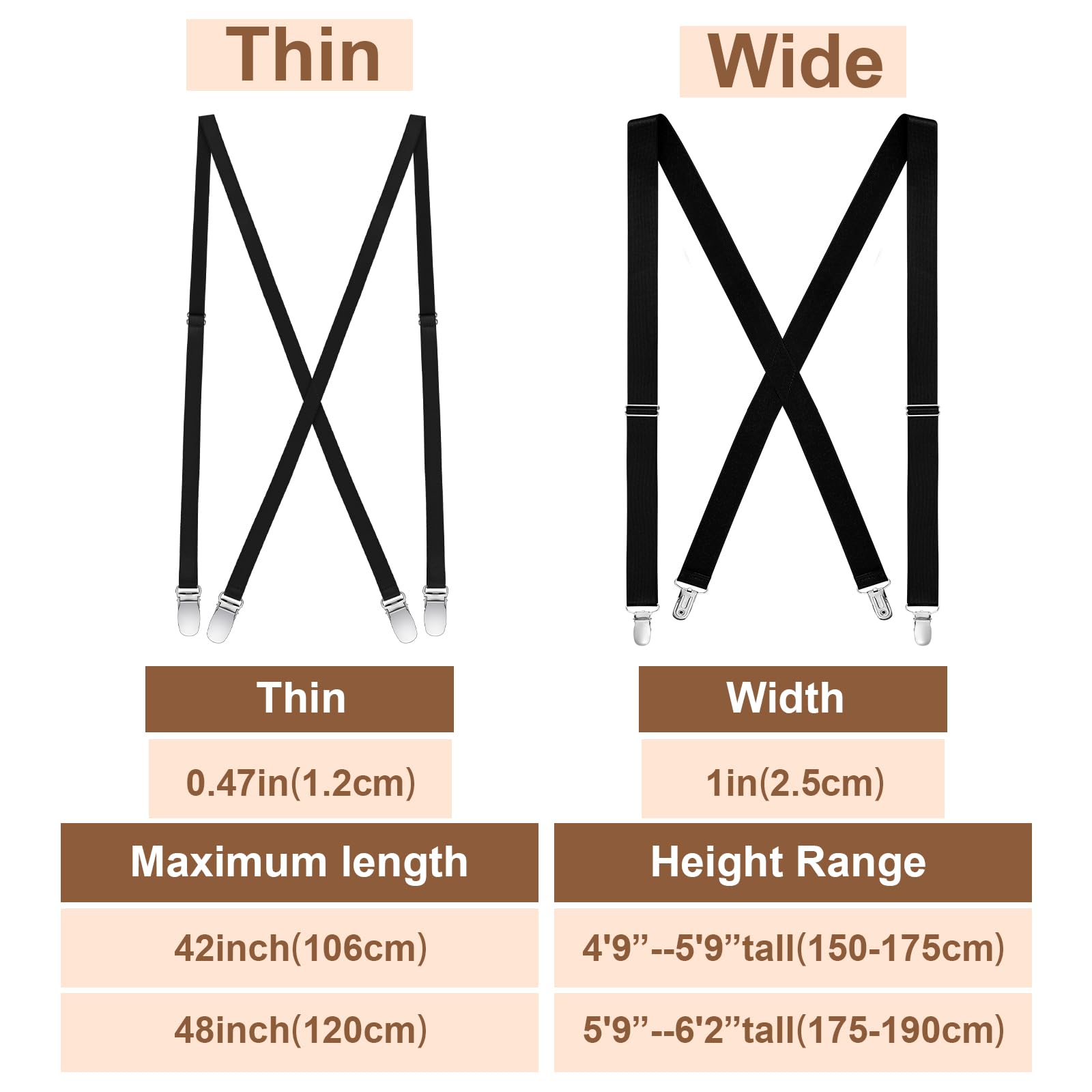 Hercicy 4 Pcs x Women Suspenders Hidden Suspenders for Women Pants Under Clothes Skinny Thin Suspenders for Woman Ladies
