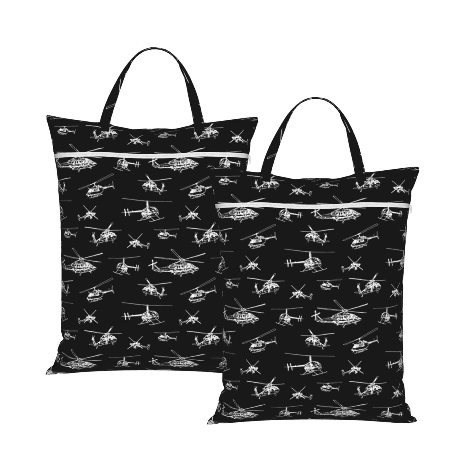 Yfsgdlbn 2Pcs Helicopter Printed Travel Dirty Laundry Bag Clothes Pack Storage Basket Bag