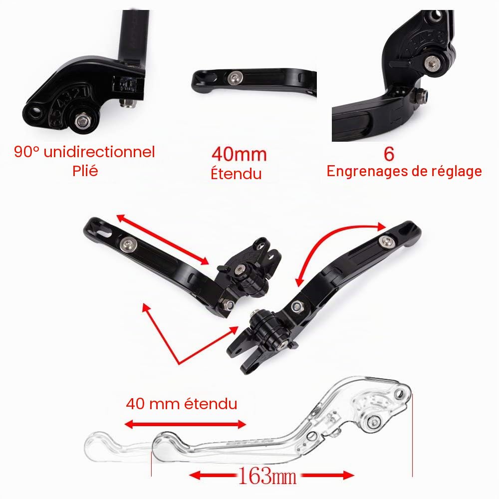 Levier d'embrayage et de Frein Pliable et Extensible usiné CNC pour SV650 2013-2019 SV650S 2013-2016 SV650X 2016-2019