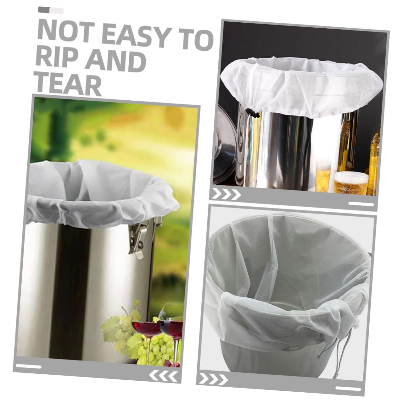 PRETYZOOM Nut Milk Bag Strainer Set of 2 Fine Mesh Brewing Filters for Home Polyester Drawstring 250