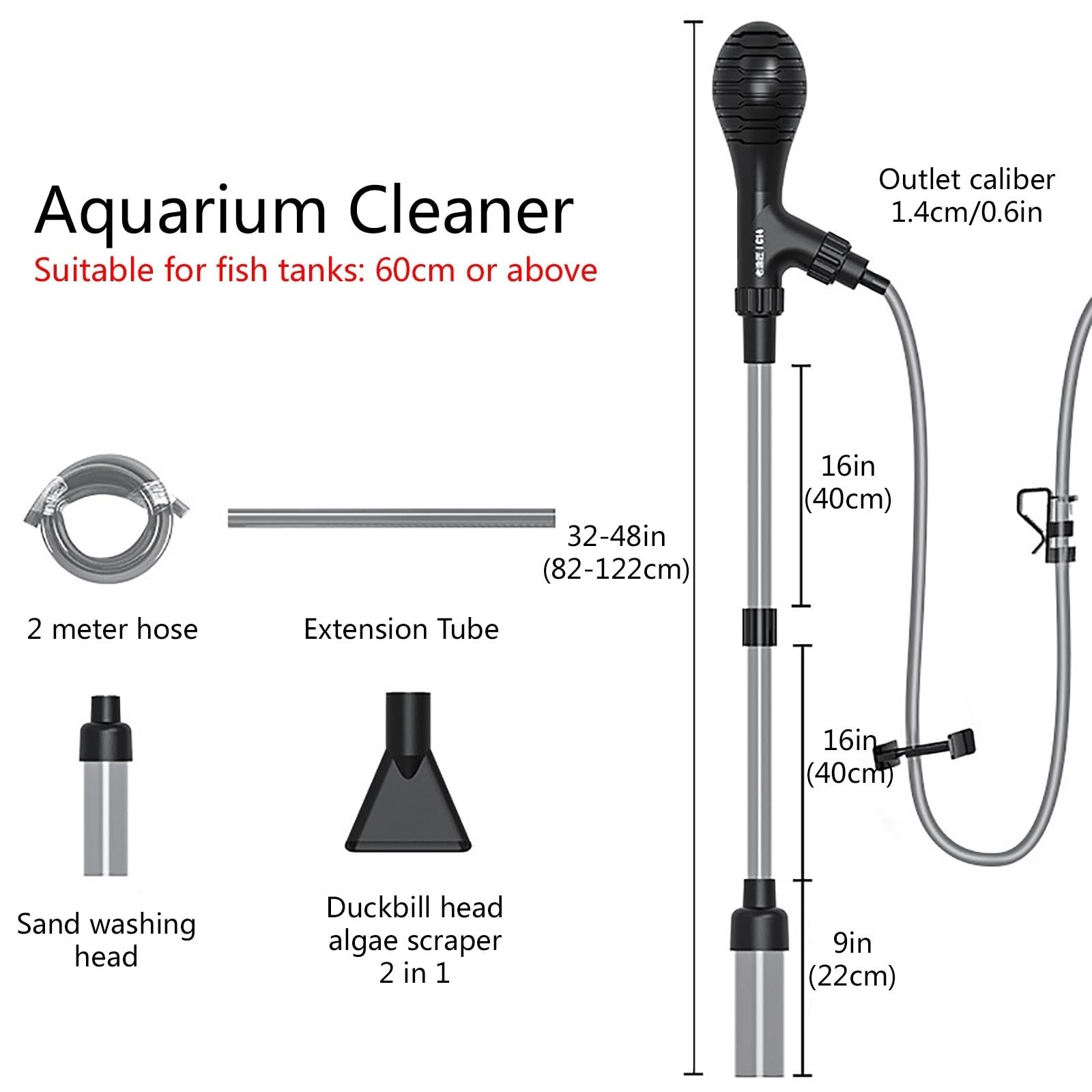 Limpiador De Grava For Acuarios: Bomba De Sifón Automática For Una Limpieza Fácil del Sustrato, Cambiador De Agua Eficiente Y Herramienta For Acuarios