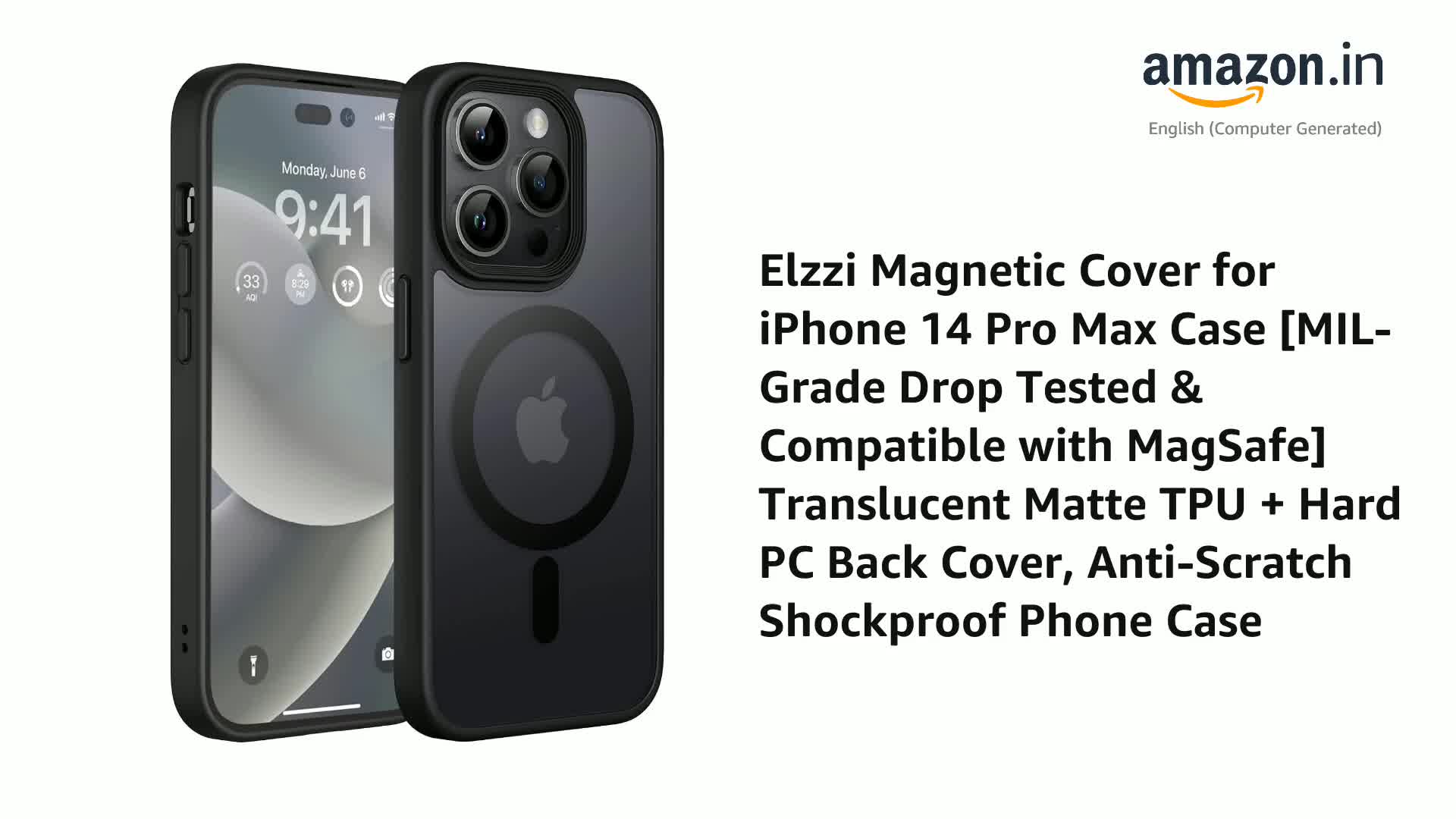 Elzzi Magnetic Cover for iPhone 14 Pro Max Case [MIL-Grade Drop