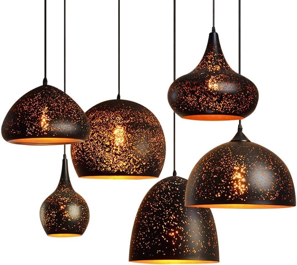 Miniatura 3 de Nordic Vintage Industrial Rust Pendant Light Farmhouse Metal Wrought Iron Ceiling Hanging Lighting E27E26 Sockets Chandelier for Bar Restaurant